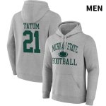 Men's Michigan State Spartans NCAA #21 Dillon Tatum Gray NIL 2022 Fanatics Branded Gameday Tradition Pullover Football Hoodie QK32I55FQ